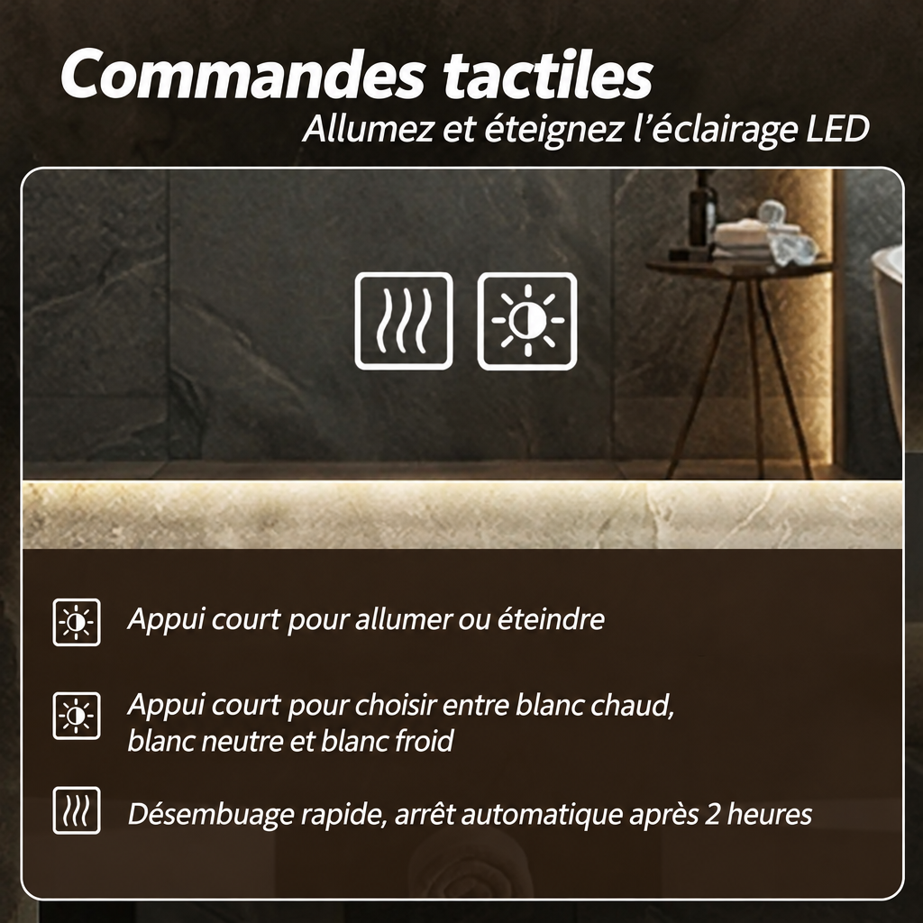 Commandes tactiles en français